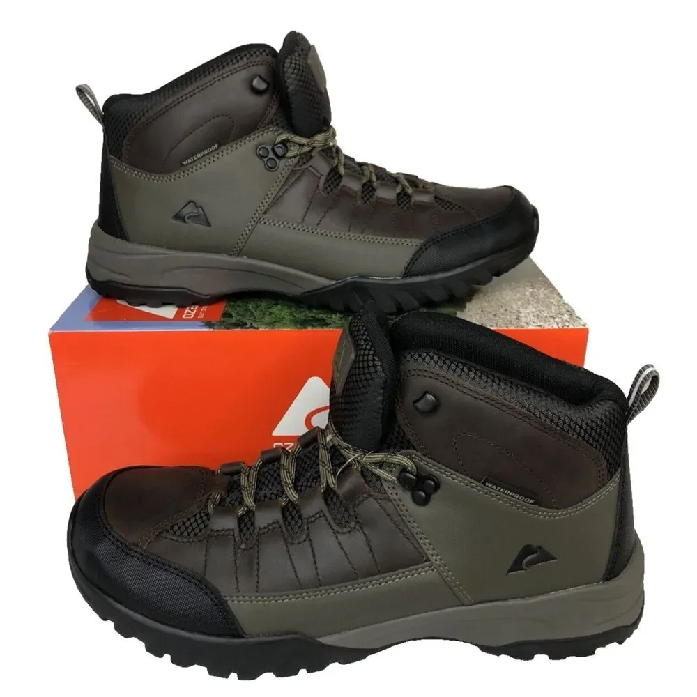 Ozark Trail Men's Meadows Waterproof Brown Leather Hiking Work Boots Size 13 NEW - Picture 2 of 16